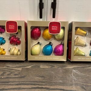 Shiny Brite Glass Ornament Set - Gold, Blue, Pink